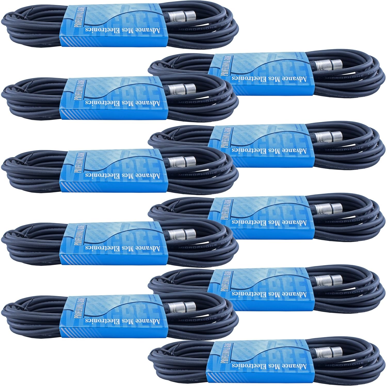 10 Pack 10 Foot Male to Female 3 Pin XLR Microphone Cables