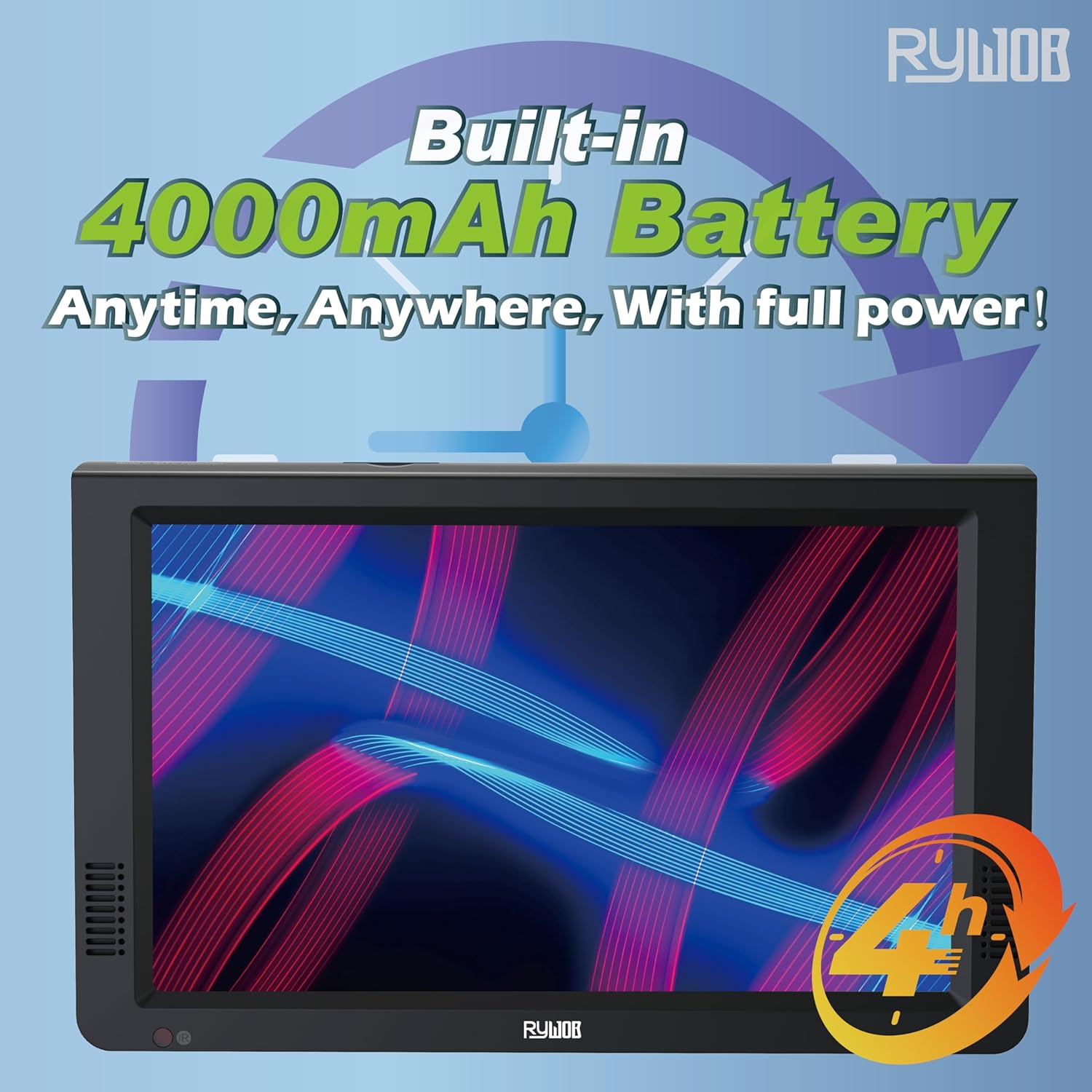 10 Inch Portable Battery TV with 1080P LCD, ATSC, USB, HDMI, VGA, AV for Travel - Image 4