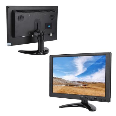 10.1 Inch HD TFT LCD Color Monitor with Built-in Speaker, Black - BNC, AVI, VGA, HDMI Input for Car, PC, DVD, TV