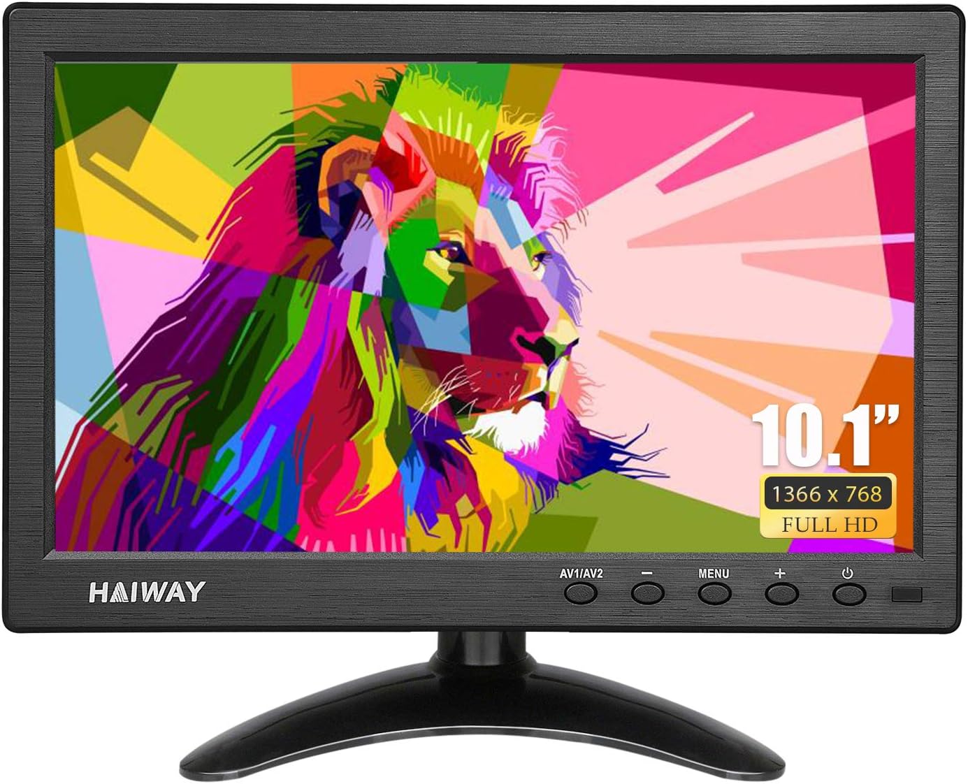 10.1 Inch Small HDMI Security Monitor 1366x768 with Remote Dual Speakers USB VGA BNC for PC Gaming