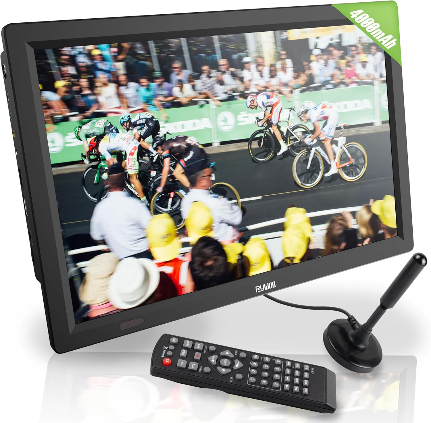 14 Inch Portable TV Battery Operated Flat Screen IPS Display with Remote and Stand