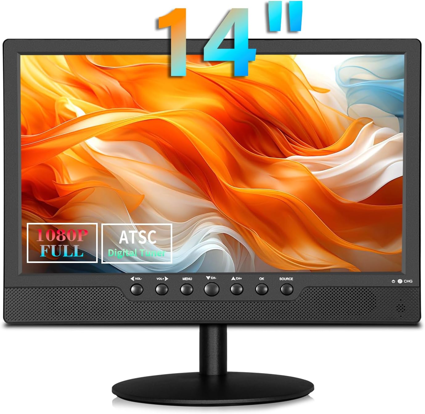 14 Inch Portable Flat Screen TV with ATSC Tuner, HDMI, USB, and 12V Car Charger