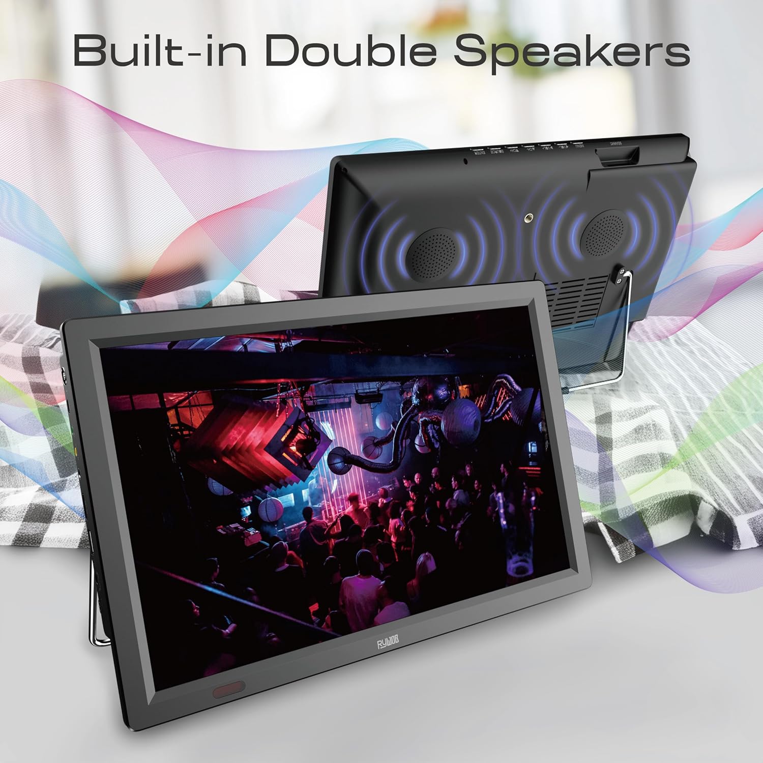 14 Inch Portable TV Battery Operated Flat Screen IPS Display with Remote and Stand - Image 5