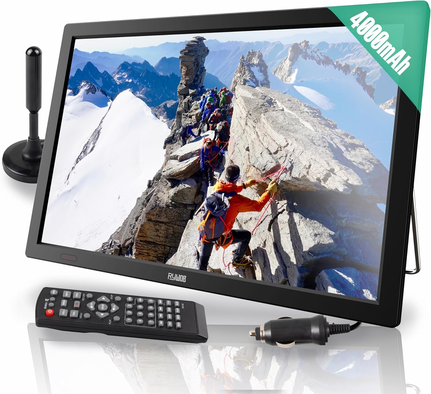 15.6 Inch Portable Digital TV ATSC 1080P LCD 4000mAh Battery HDMI USB AV Input Remote Stand