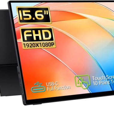 15.6 Inch Portable FHD IPS Touchscreen Monitor with Tempered Glass Kickstand and Speaker for Laptop Phone Computer Xbox Switch