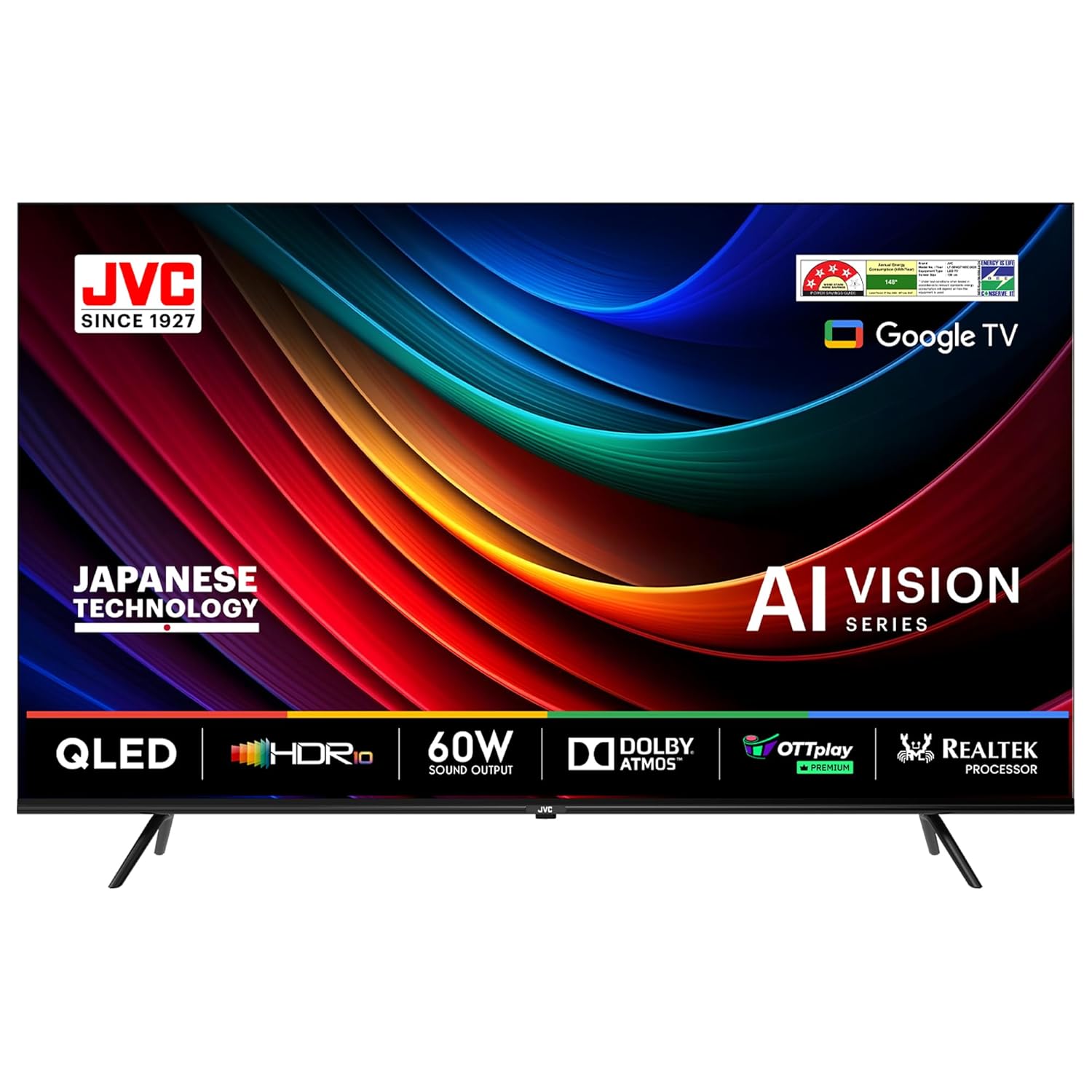 JVC 55 Inch 140cm QLED Google TV AI Vision Series LT-55NQ7165C Black
