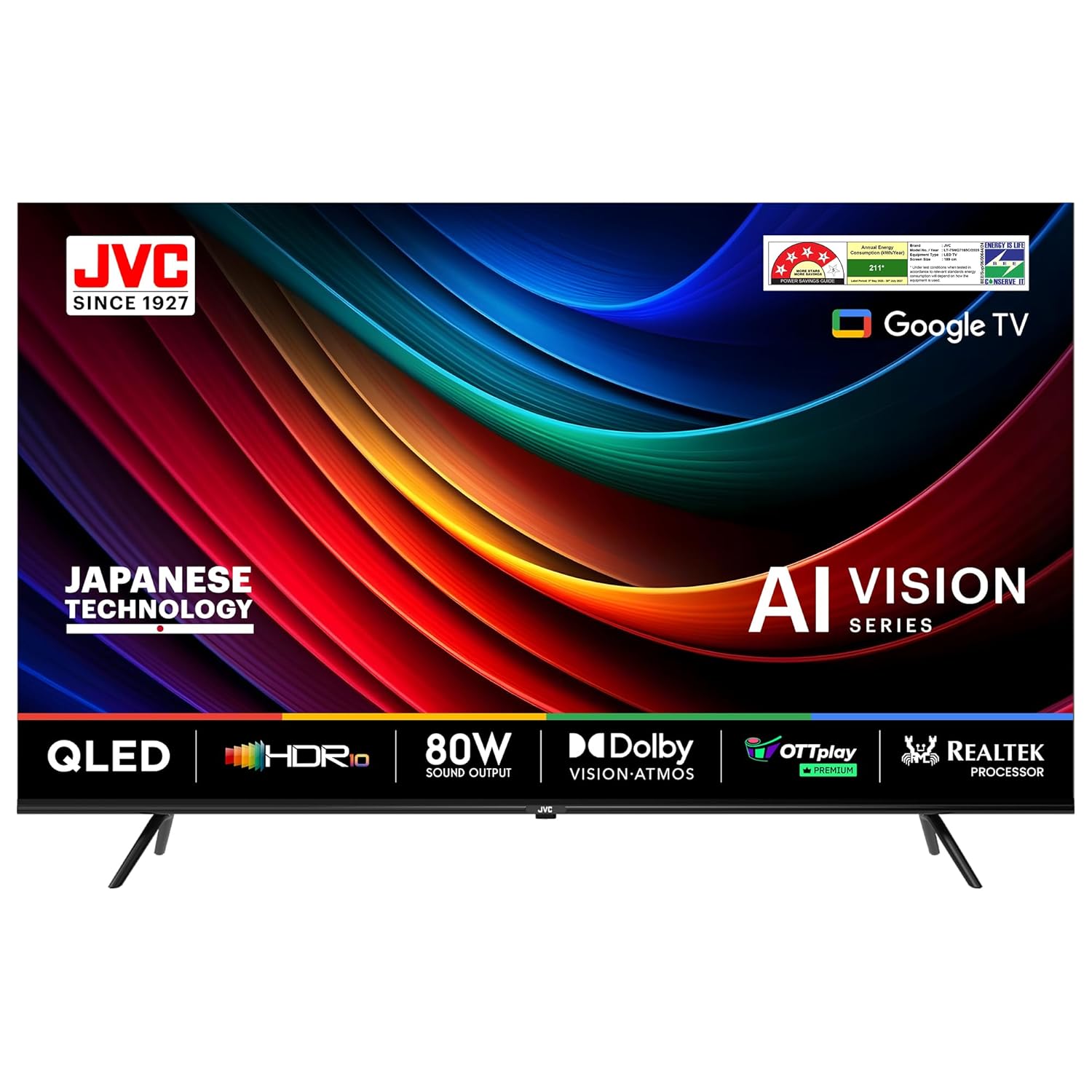 JVC 75 Inch AI Vision Series QLED Google TV LT-75NQ7165C Black