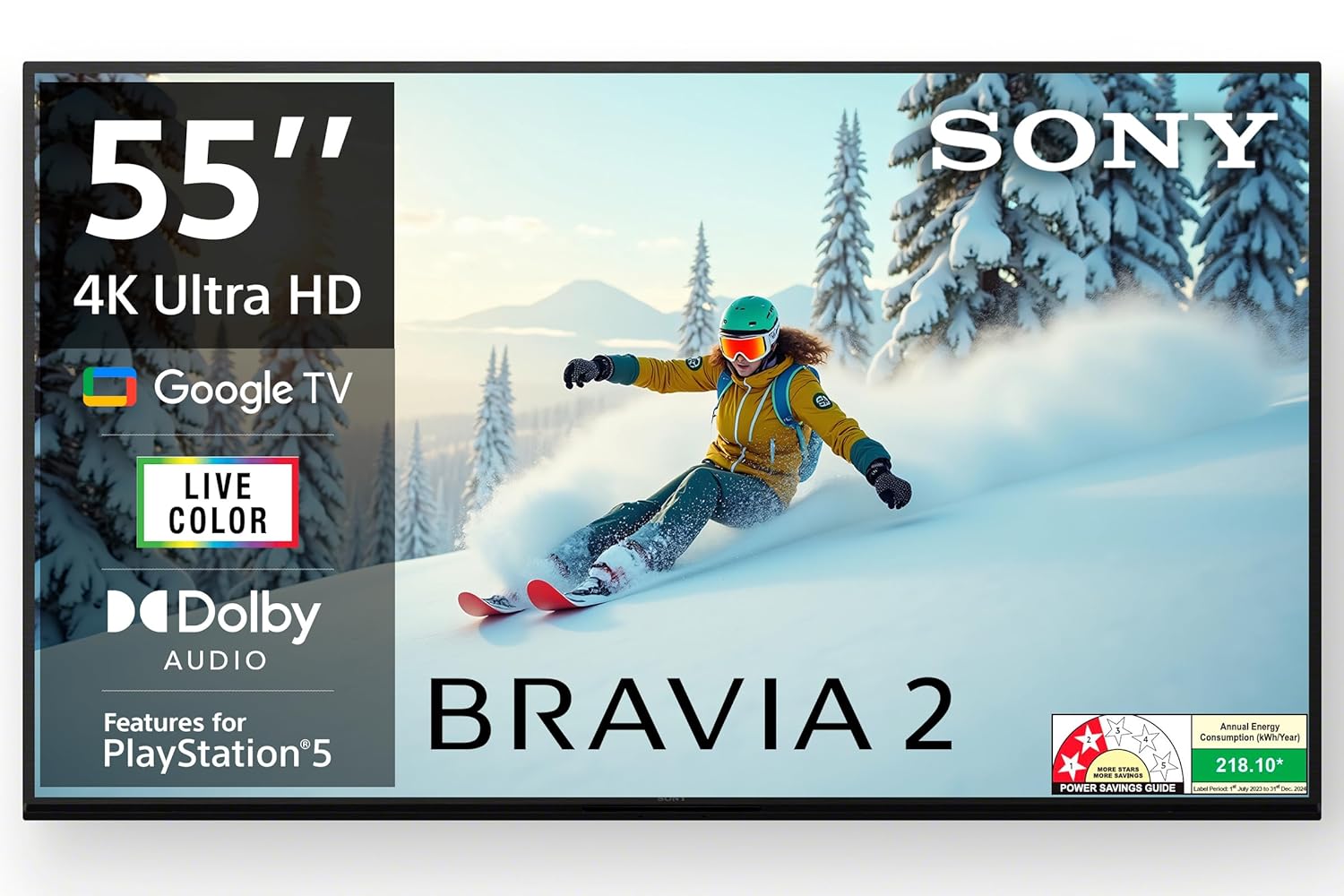 Sony 55 Inch BRAVIA 2 4K Smart Google LED TV Black