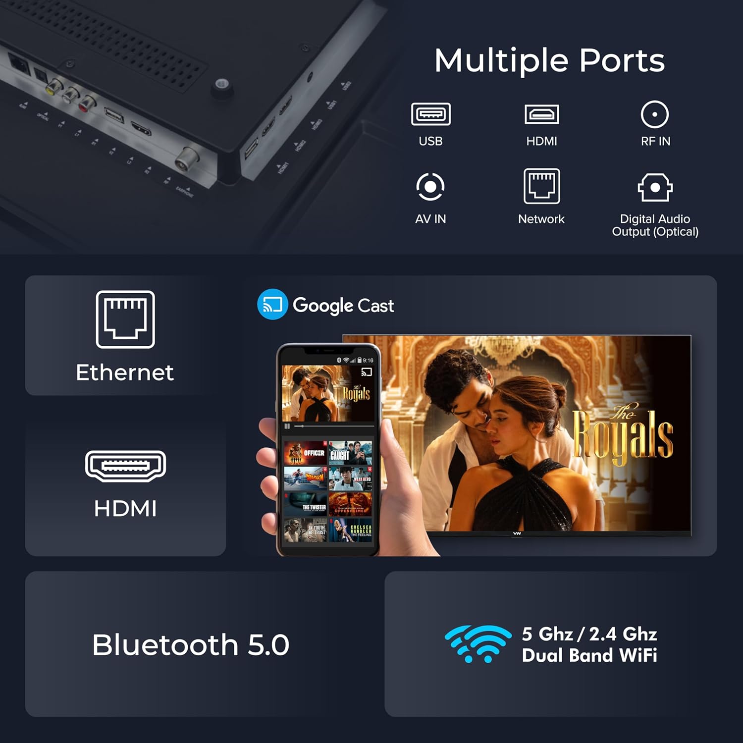 80cm 32 Inch HD Ready Smart QLED Google TV VW32GQ1 Black - Image 6