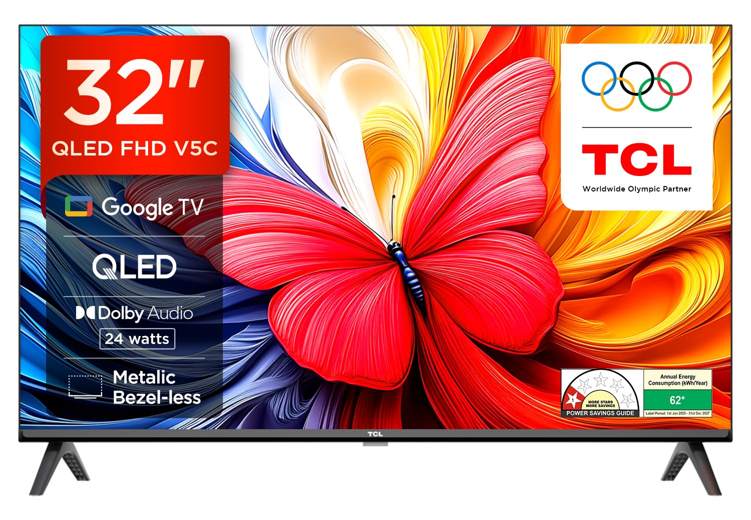 TCL 32 Inch V5C Series Full HD Smart QLED Google TV 32V5C