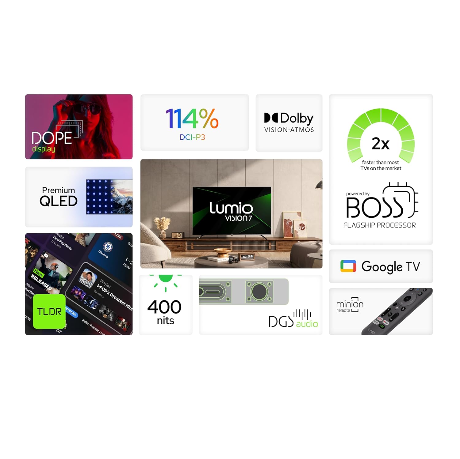 Lumio Vision 7 50-inch 4K Ultra-HD Smart QLED Google TV FTW2-ADSG - Image 2