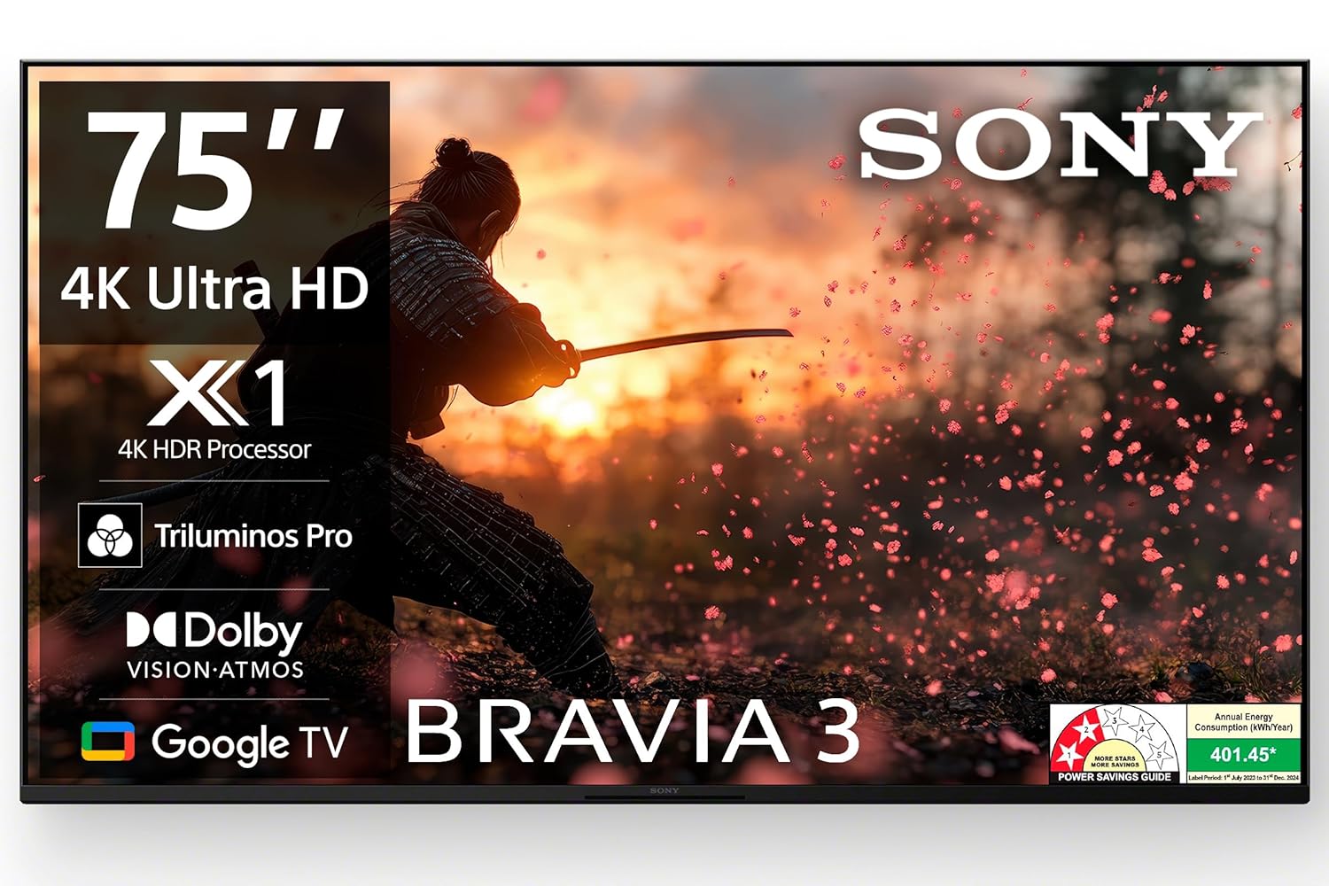 Sony BRAVIA 75 Inch 4K Ultra HD AI Smart Google TV K-75S30B Black