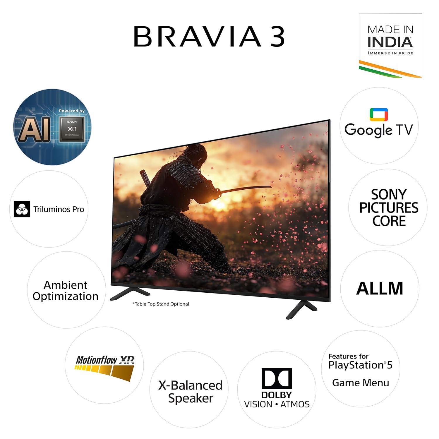 Sony BRAVIA 75 Inch 4K Ultra HD AI Smart Google TV K-75S30B Black - Image 3