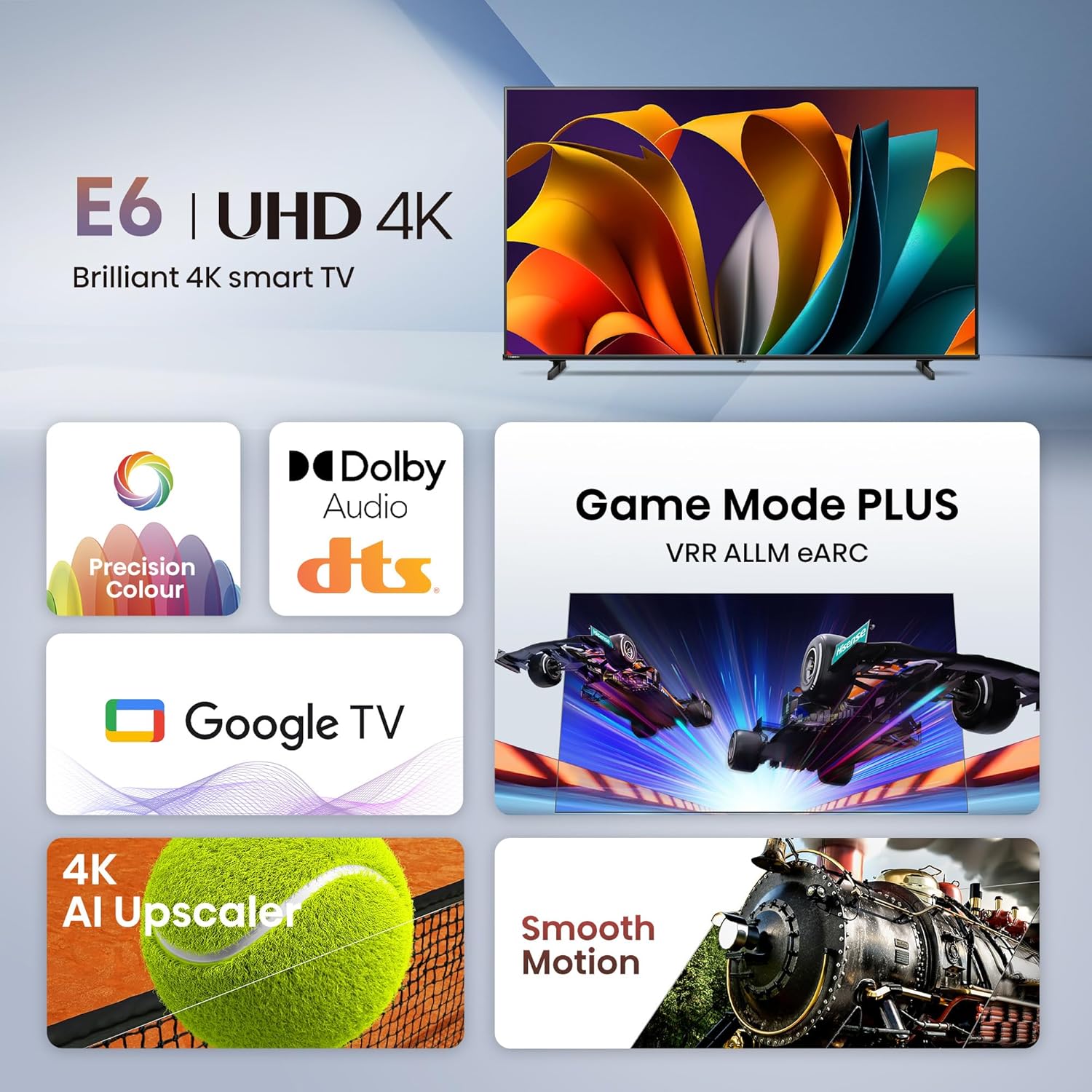Hisense 55E6N 55-inch 4K UHD Smart Google LED TV Black New - Image 2