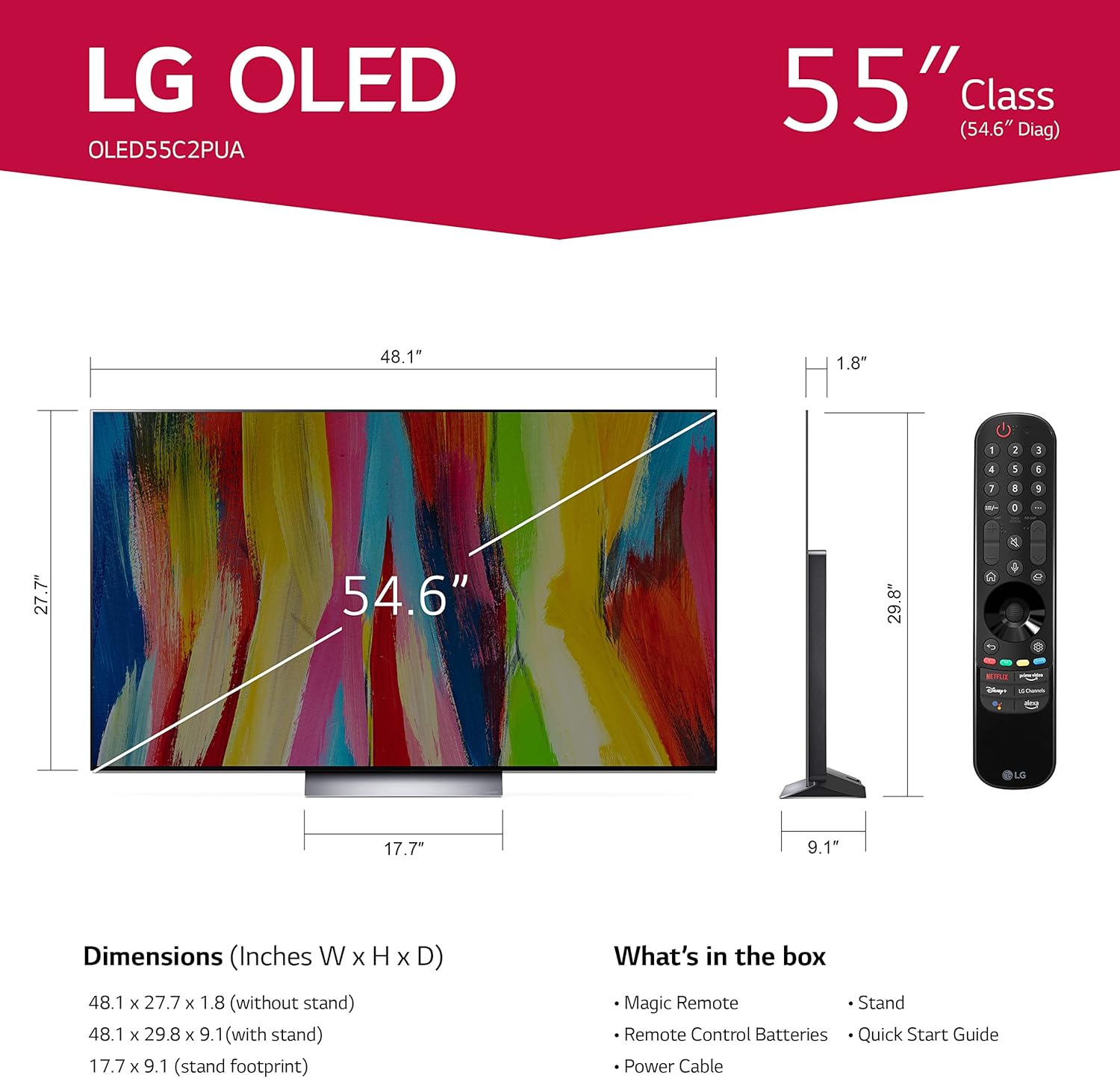 LG C2 Series 55-Inch Class OLED evo Smart TV 2022 Dark Silver - Image 3