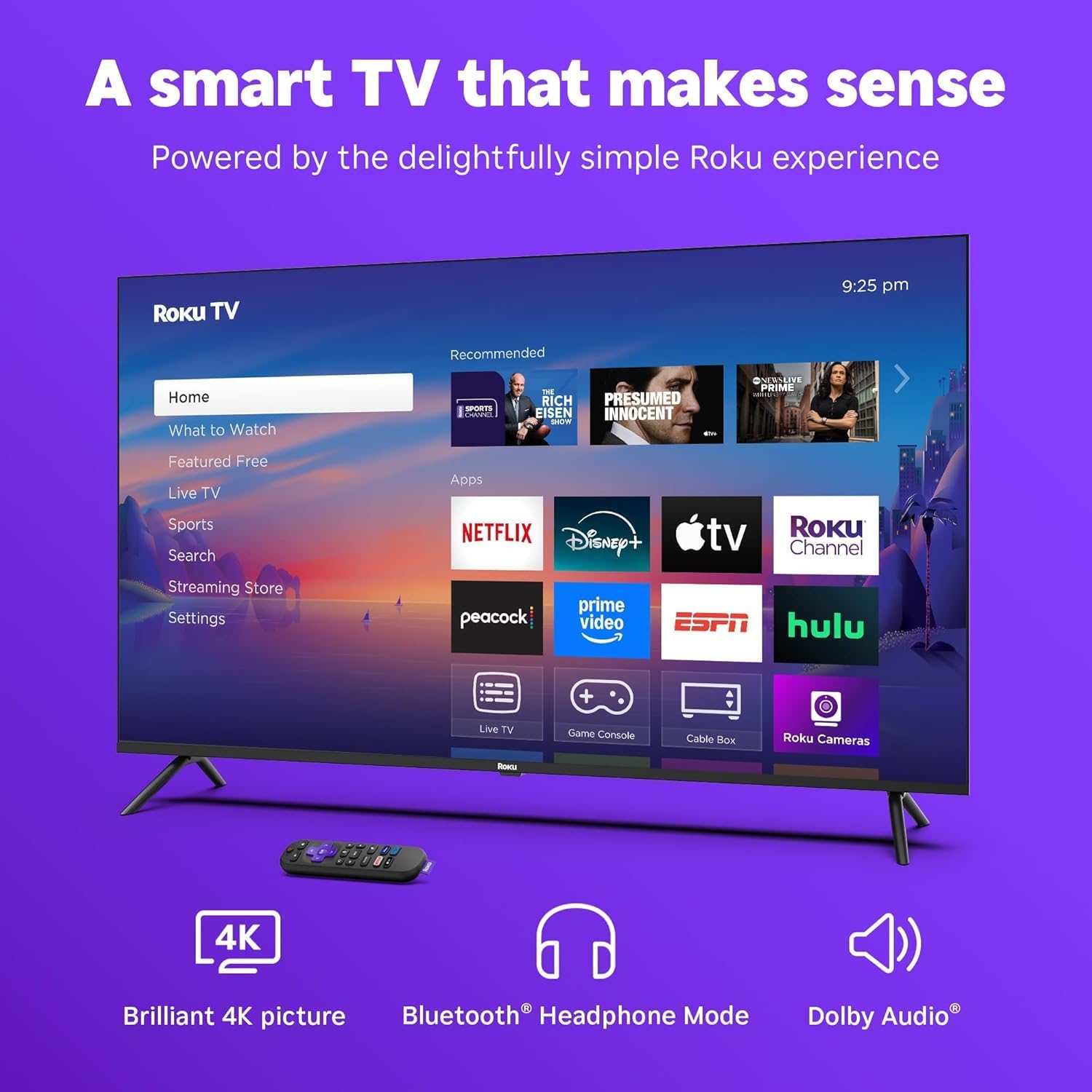Roku 55 Inch 4K UHD Smart TV HDR Dolby Audio Bluetooth AUX HDMI CPS 1 Year Protection Plan - Image 5