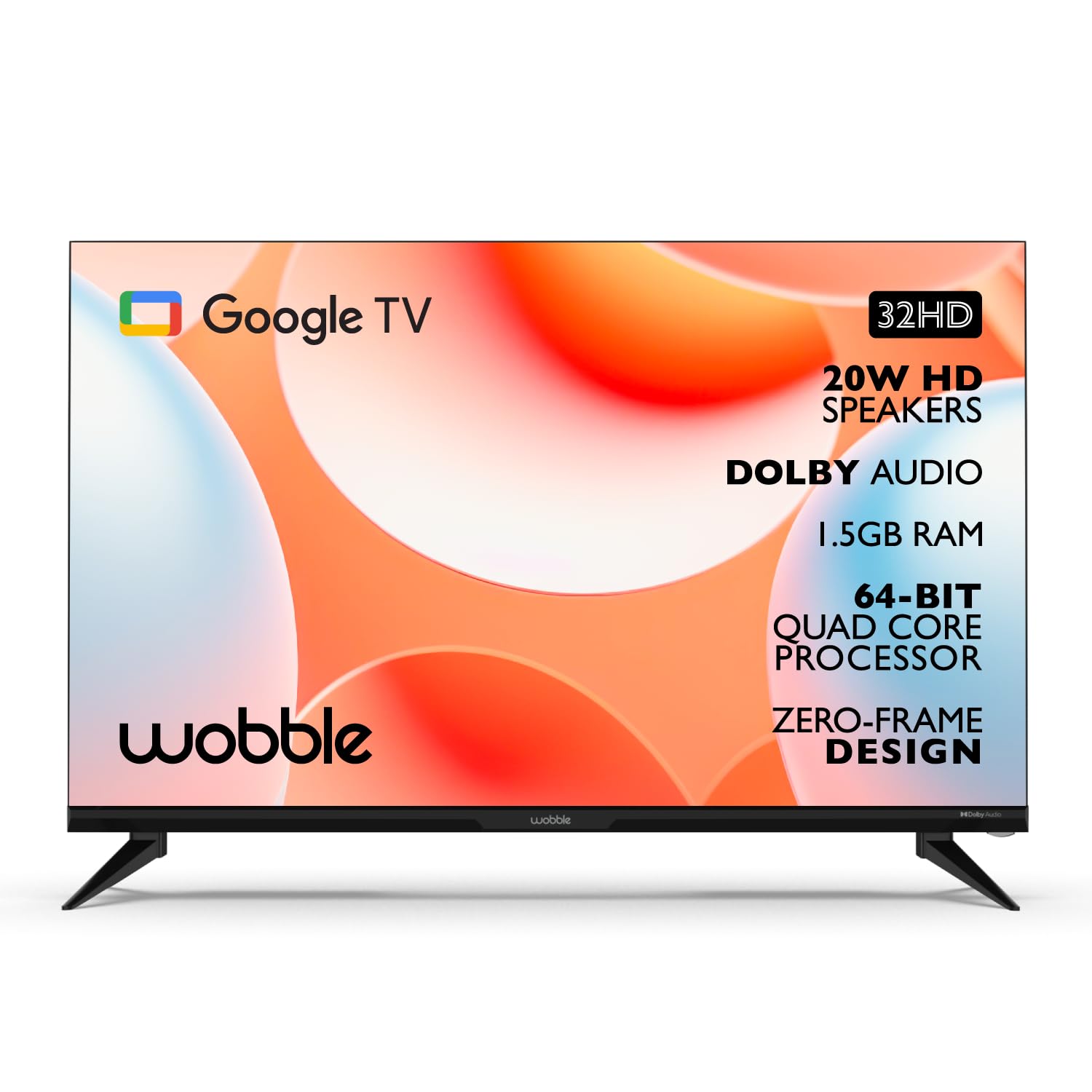 Wobble 80cm HD Ready Smart Google LED TV Black WB32GTAW9216HDFL