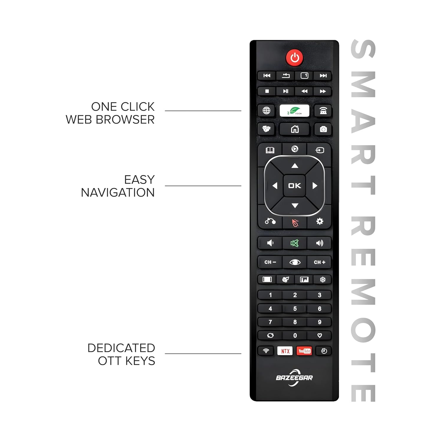 BAZEEGAR 32 Inch HD Ready Smart QLED Android TV BAZ32S Black - Image 4