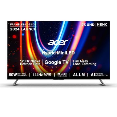 Acer 75 Inch M Series 4K Ultra HD Smart QLED Mini LED Google TV Black