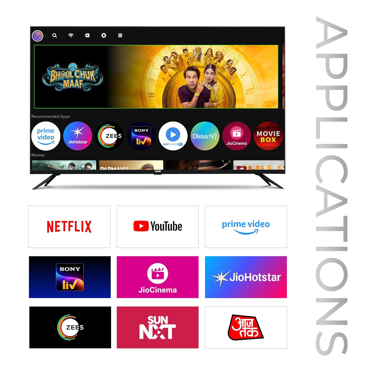 32 Inch HD Ready Smart QLED Android TV Black OptimaX Series VW32AQ1 - Image 3