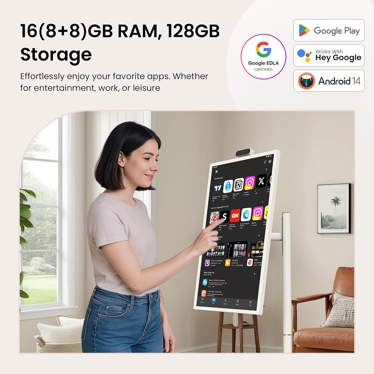 ApoloSign 24 Inch FHD Smart Portable TV 2nd Gen Rolling Tablet with 128GB Storage - Image 3