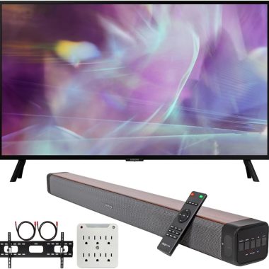 Samsung QN85Q60D 85-Inch QLED 4K Smart TV 2024 Bundle with Soundbar and Wall Mount