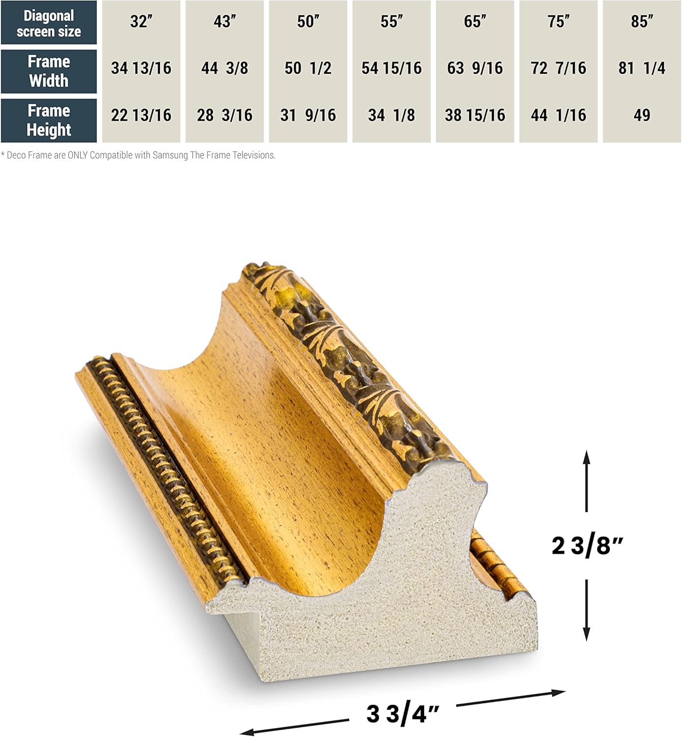 Deco TV Frames Ornate Gold Smart Frame for Samsung The Frame TV and Pro 65 Inch 2021-2025 - Image 7
