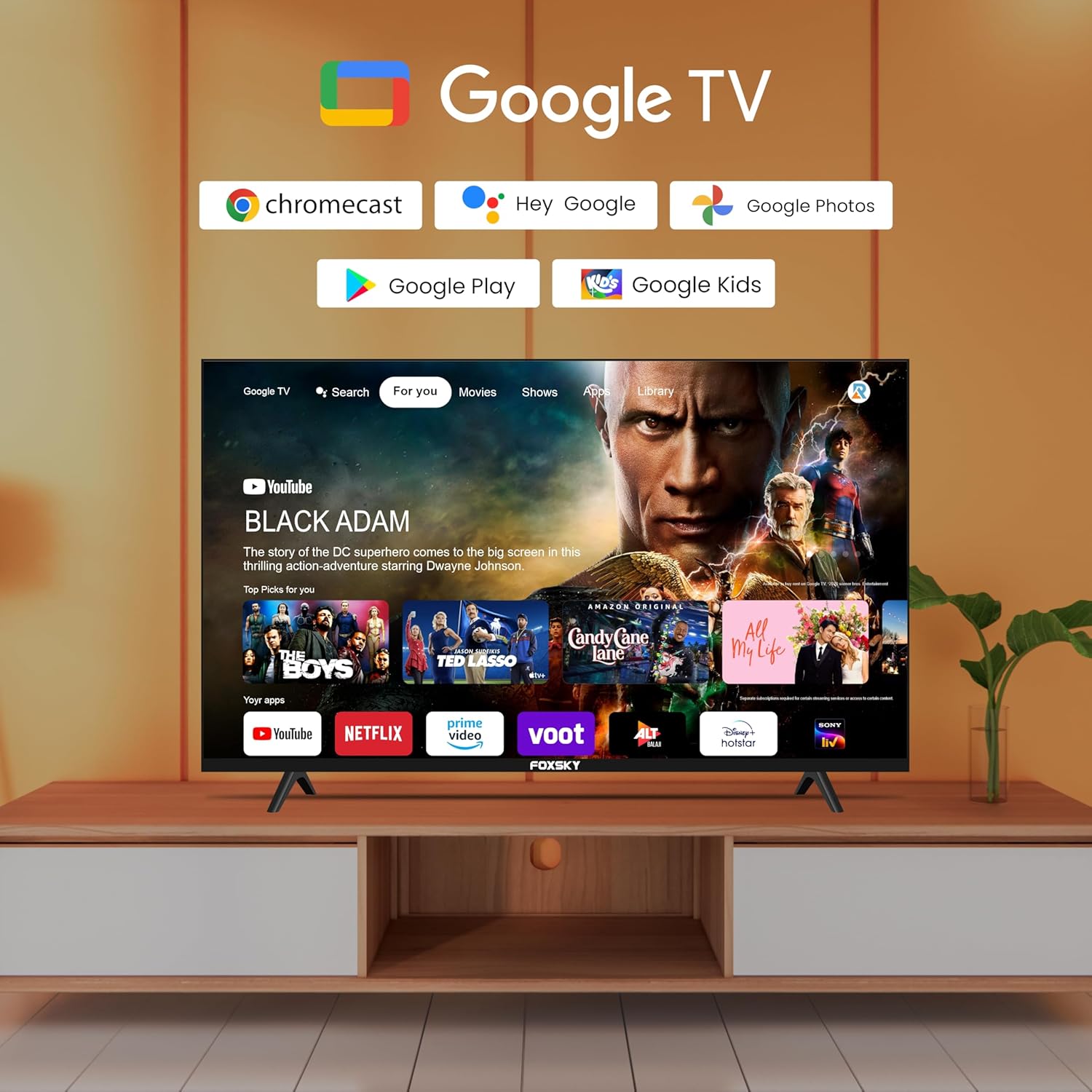 Foxsky 65 Inch Frameless 4K Ultra HD Smart LED TV FS65GATV Black - Image 17