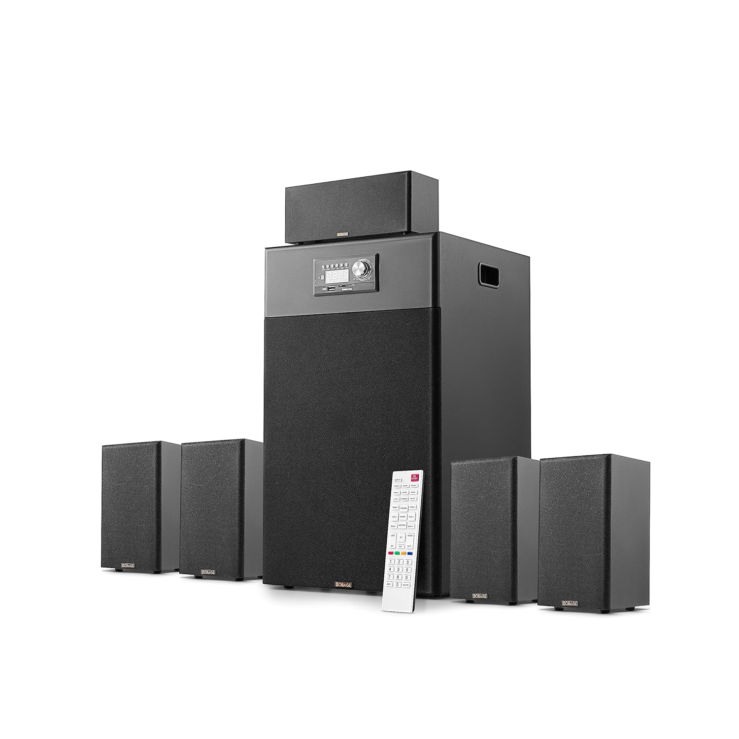 OBAGE New 5.1 CH Home Theater System 200W, 8" Subwoofer, BT v5.3, HDMI ARC, Dark Black