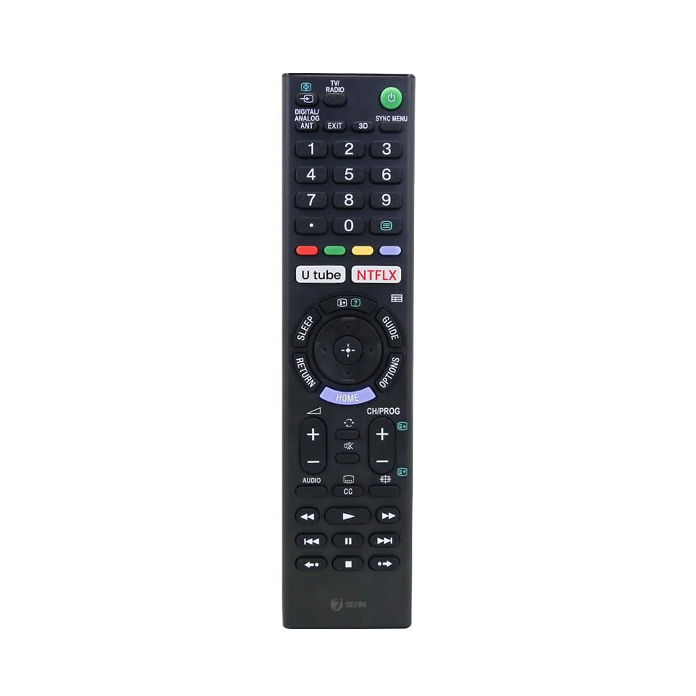 7SEVEN Black Universal Replacement Remote for Sony Bravia UHD 4K Smart TVs with Netflix YouTube Hotkeys