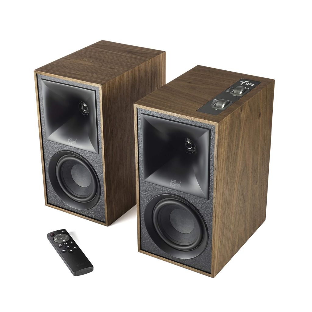 Klipsch The Fives Walnut Powered Bookshelf Speakers 192kHz/24-bit HDMI-ARC New