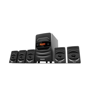 PHILIPS SPA5128B 5.1 Channel 40W Multimedia Speakers with Subwoofer, Black, Bluetooth