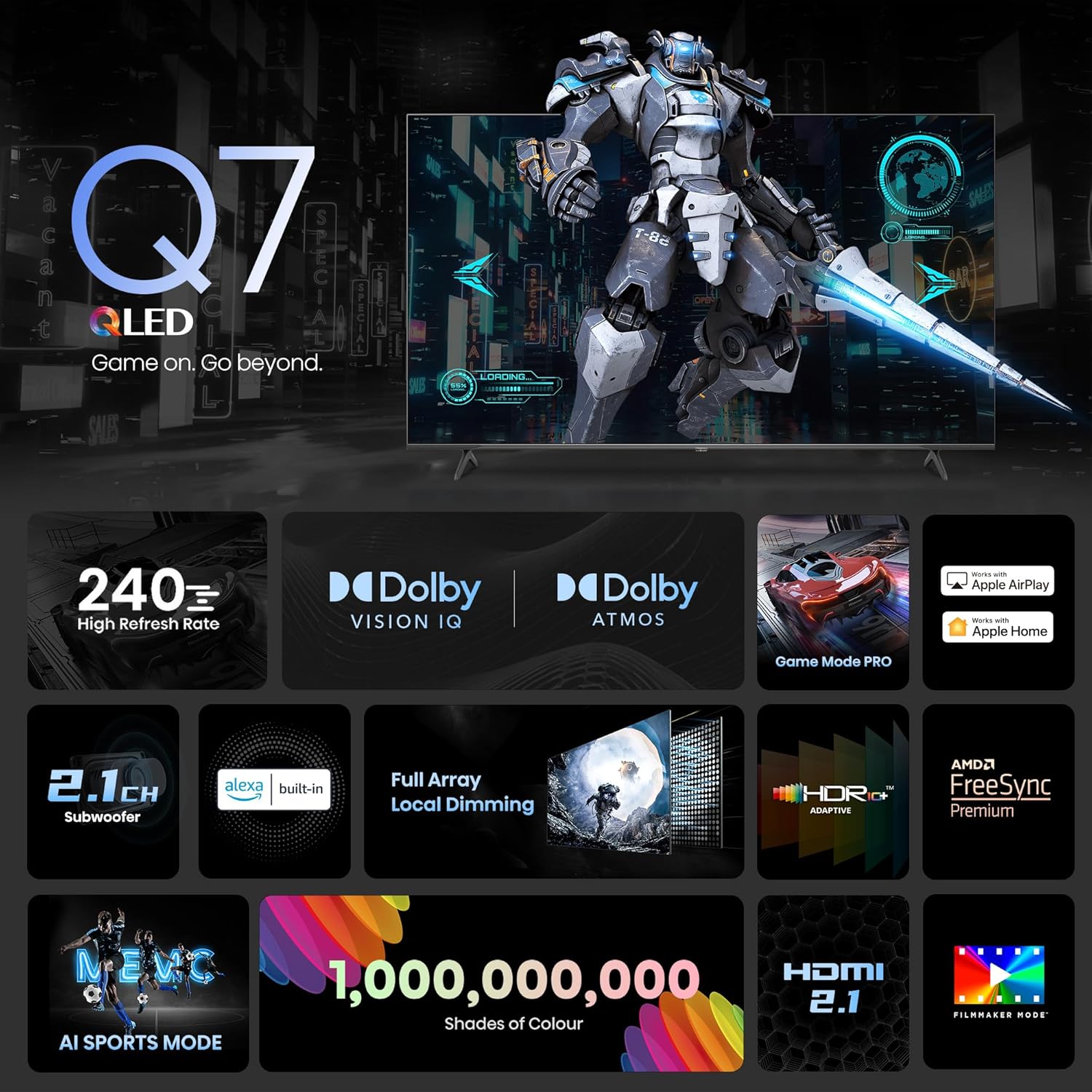 Hisense 55-inch QLED 4K Ultra HD Smart TV 55Q7N Dark Grey New Condition - Image 2