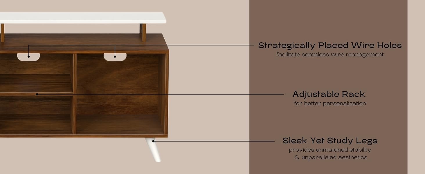tv unit with storage cabinet with proper cable management