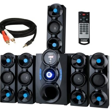 9 CORE Black Jumbo 5.1 Home Theater System with Bluetooth, FM, USB, Aux Connectivity