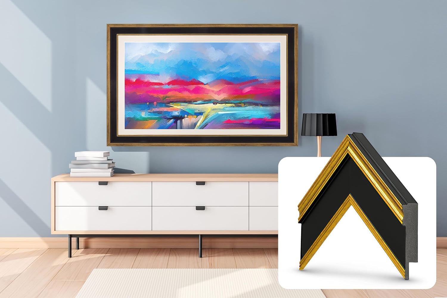 Antique Gold & Black Deco Frame for Samsung The Frame TV 50 Inch (2021-2025 Models)