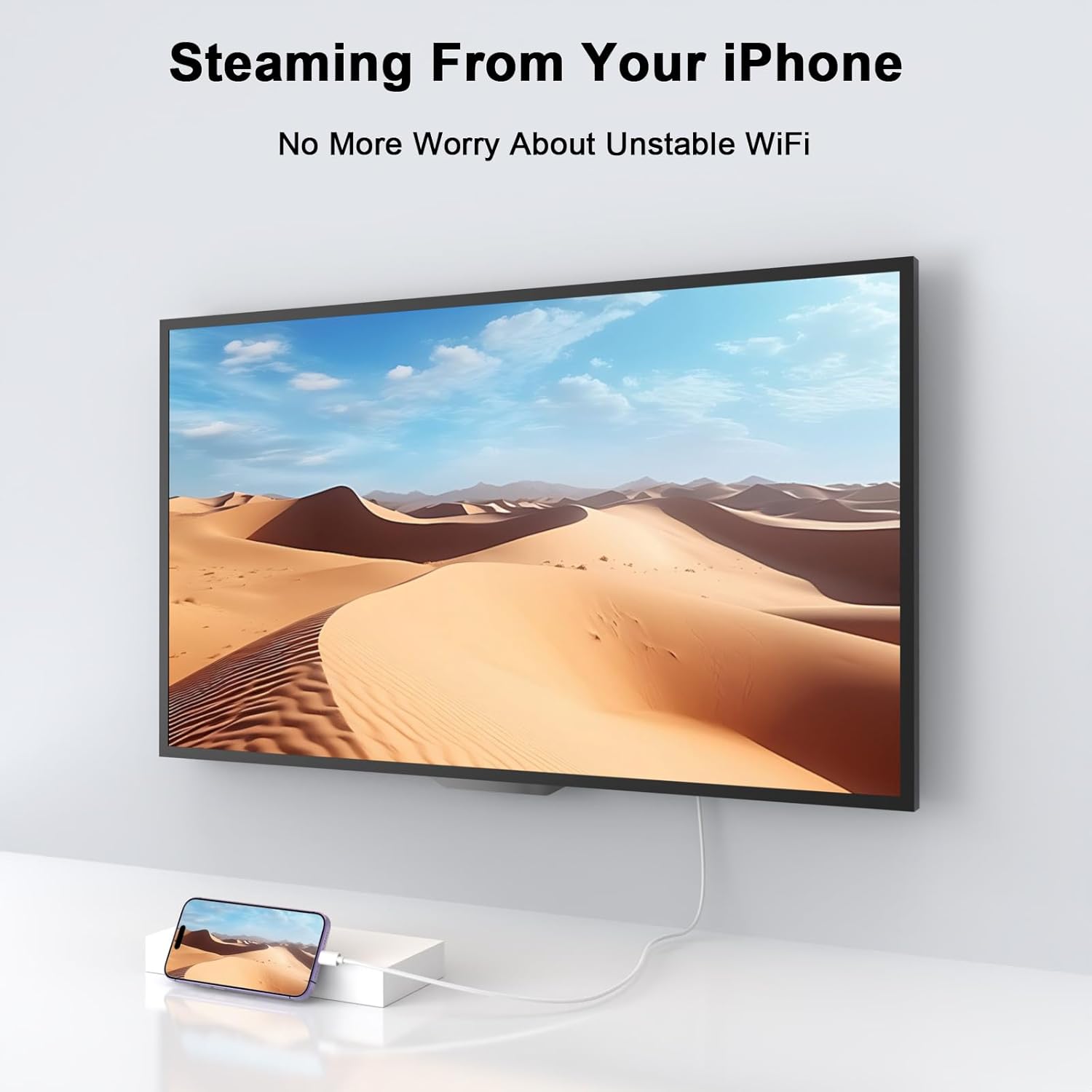 10FT MFi Certified Lightning to HDMI Adapter Cable for iPhone to TV 1080P Digital AV Sync Screen Connector - Image 2
