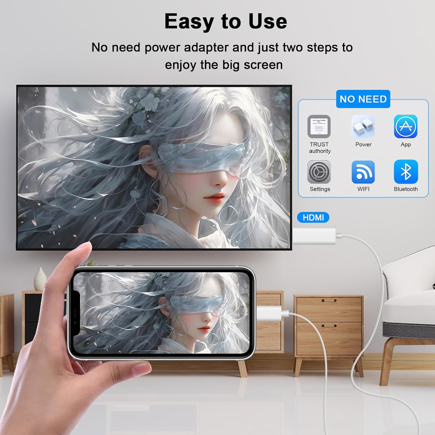 10FT MFi Certified Lightning to HDMI Adapter Cable for iPhone to TV 1080P Digital AV Sync Screen Connector - Image 4