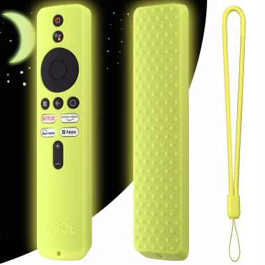 Glow in Dark Green Oboe Silicone TV Remote Cover for Redmi 43 inch Ultra and Xiaomi OLED 55 inch Remotes