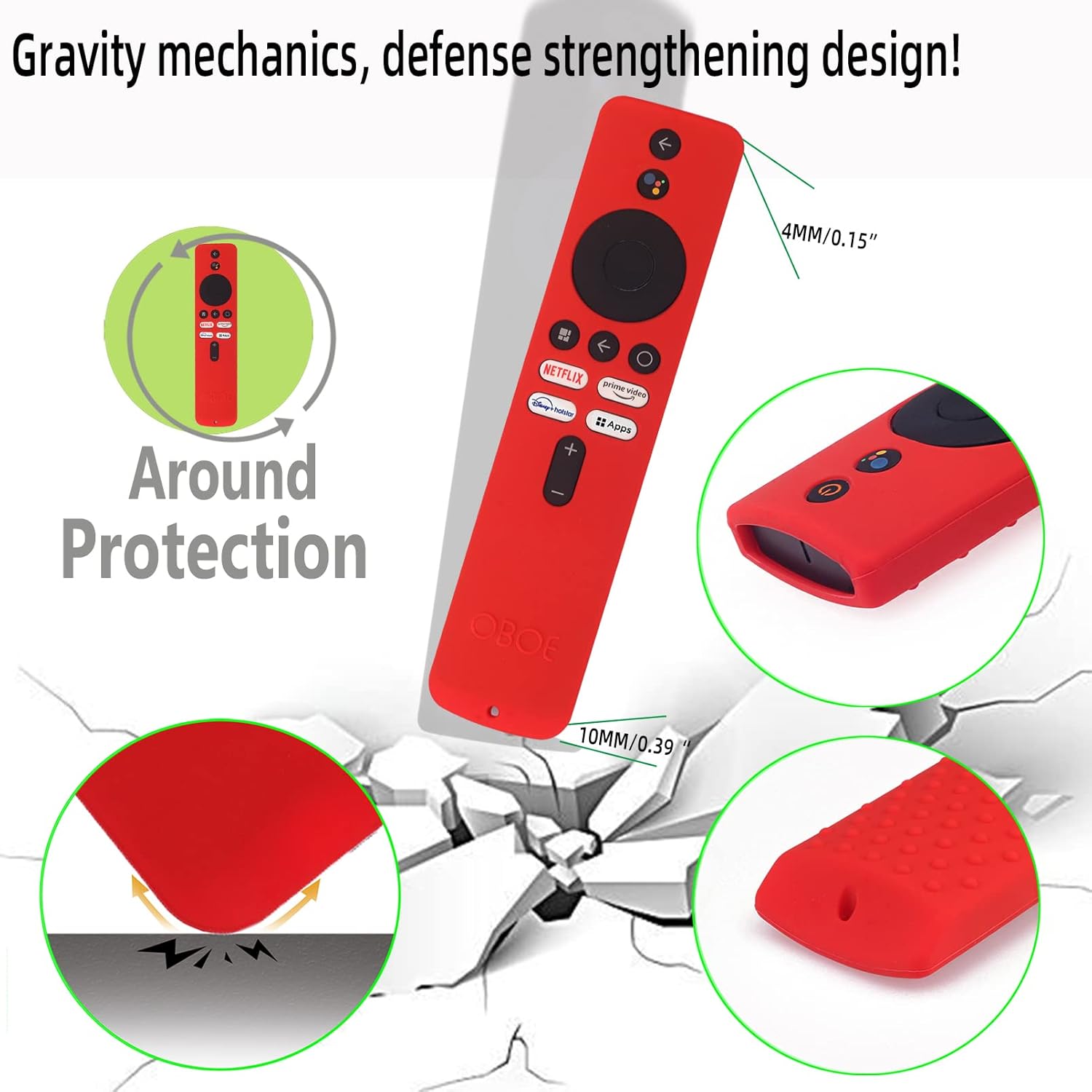 Glow in Dark Green Oboe Silicone TV Remote Cover for Redmi 43 inch Ultra and Xiaomi OLED 55 inch Remotes - Image 4