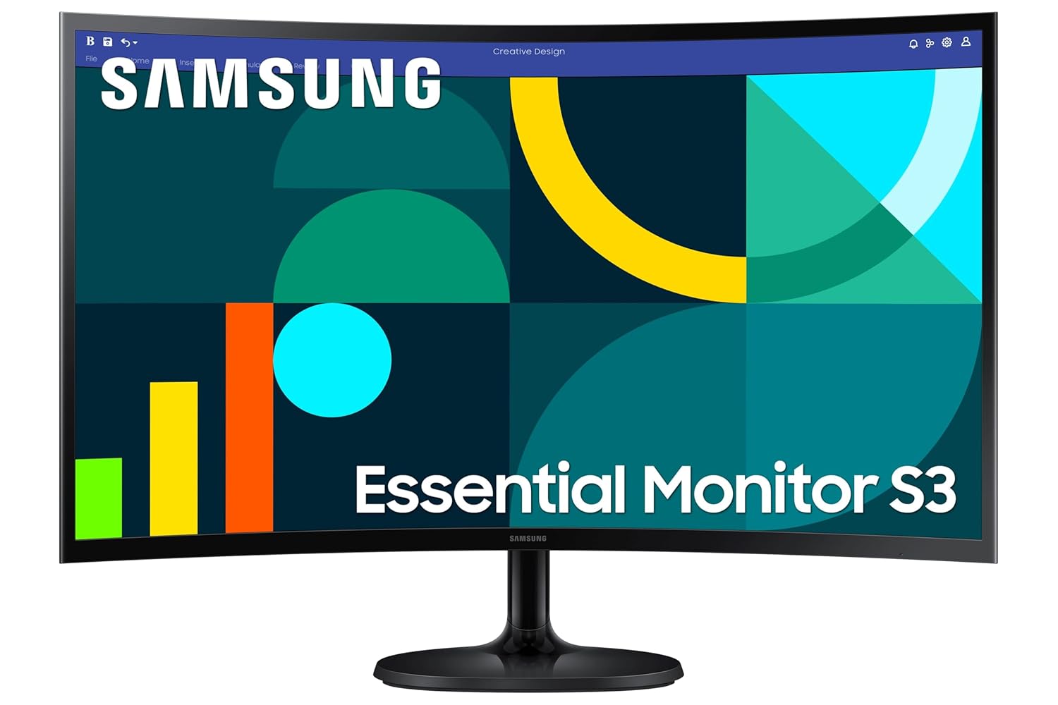 Samsung 24 Inch FHD 100Hz Curved Monitor Black HDMI VGA Headphone ports Eye Saver Mode