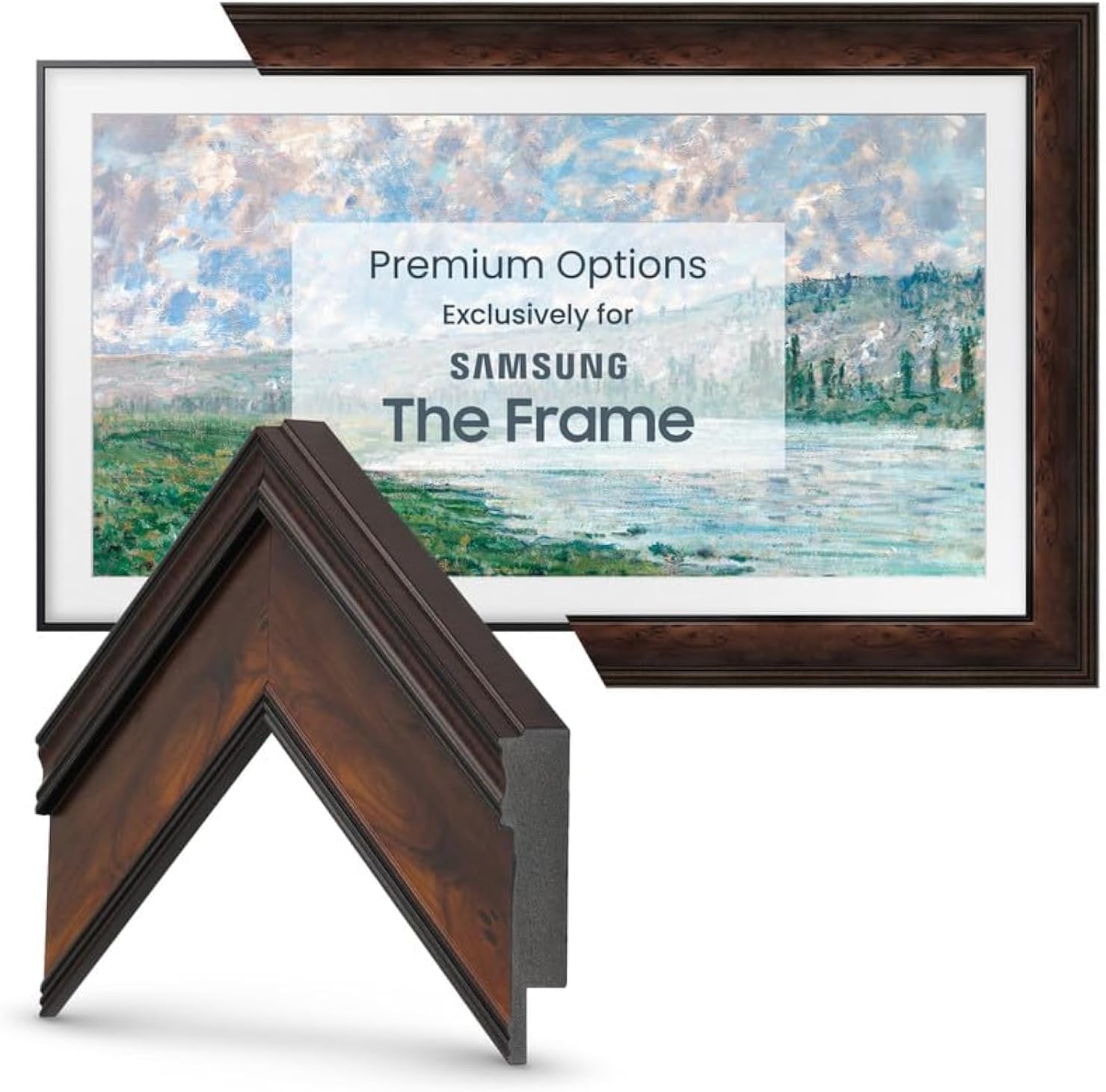 Burlwood Deco TV Frame for Samsung The Frame TV and Pro 55 Inch, 2021-2025 Models