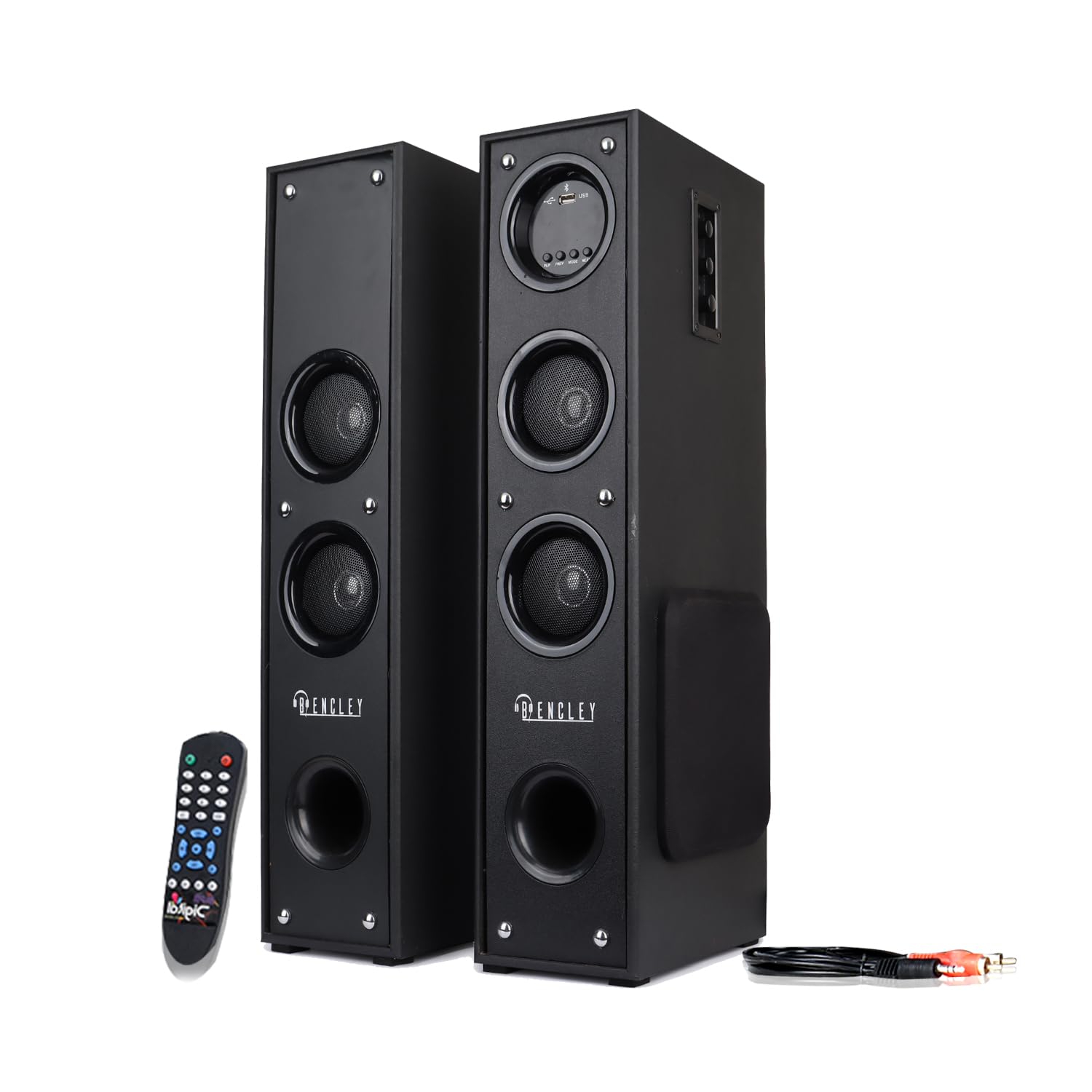 BENCLEY 64cm Height Double Tower Bluetooth Multimedia Home Theater Speakers with FM and Pen Drive Support