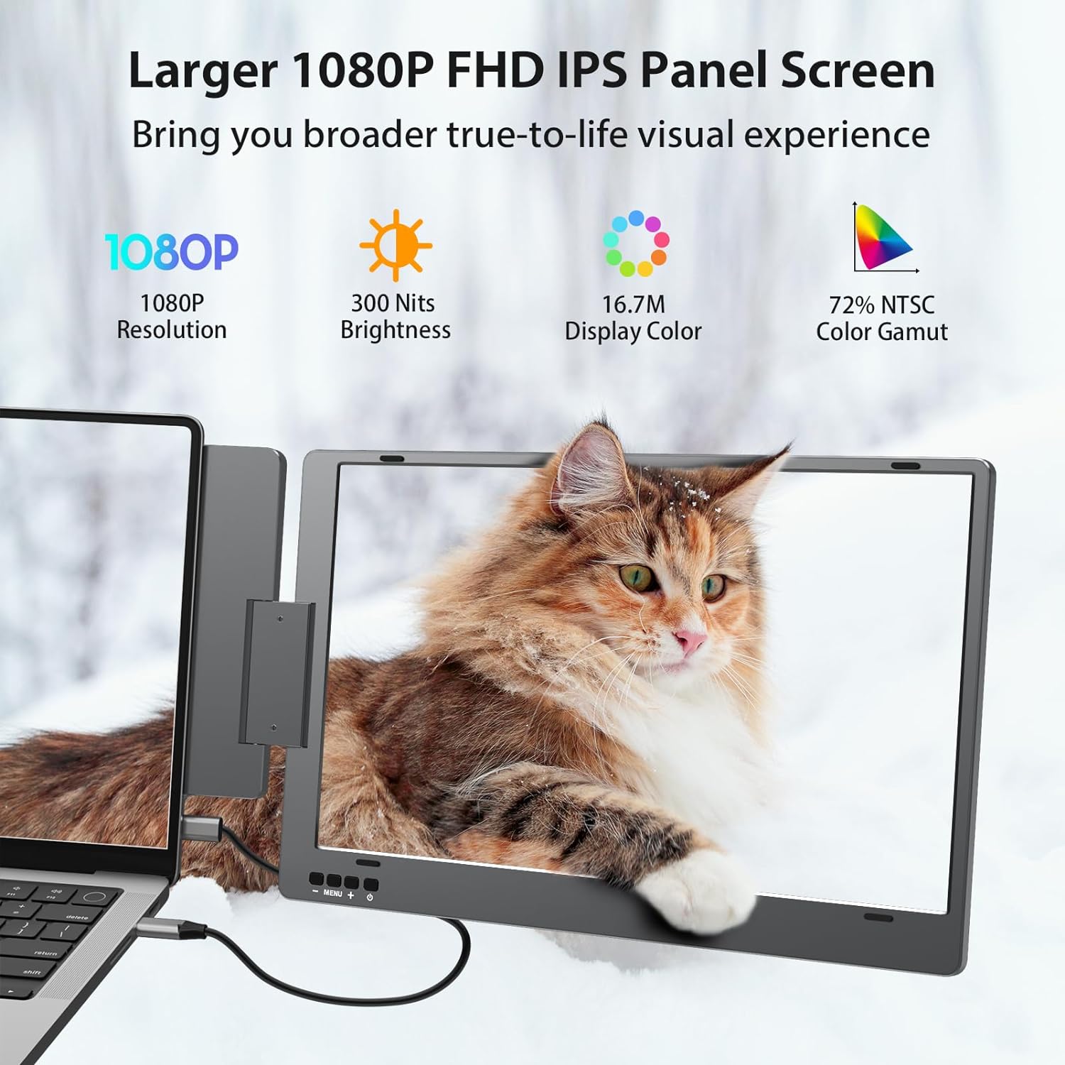 KYY 14'' FHD 1080P Triple Portable Monitor USB-C HDR IPS Laptop Screen Extender Dual Monitor for 12-16" Laptops - Image 3