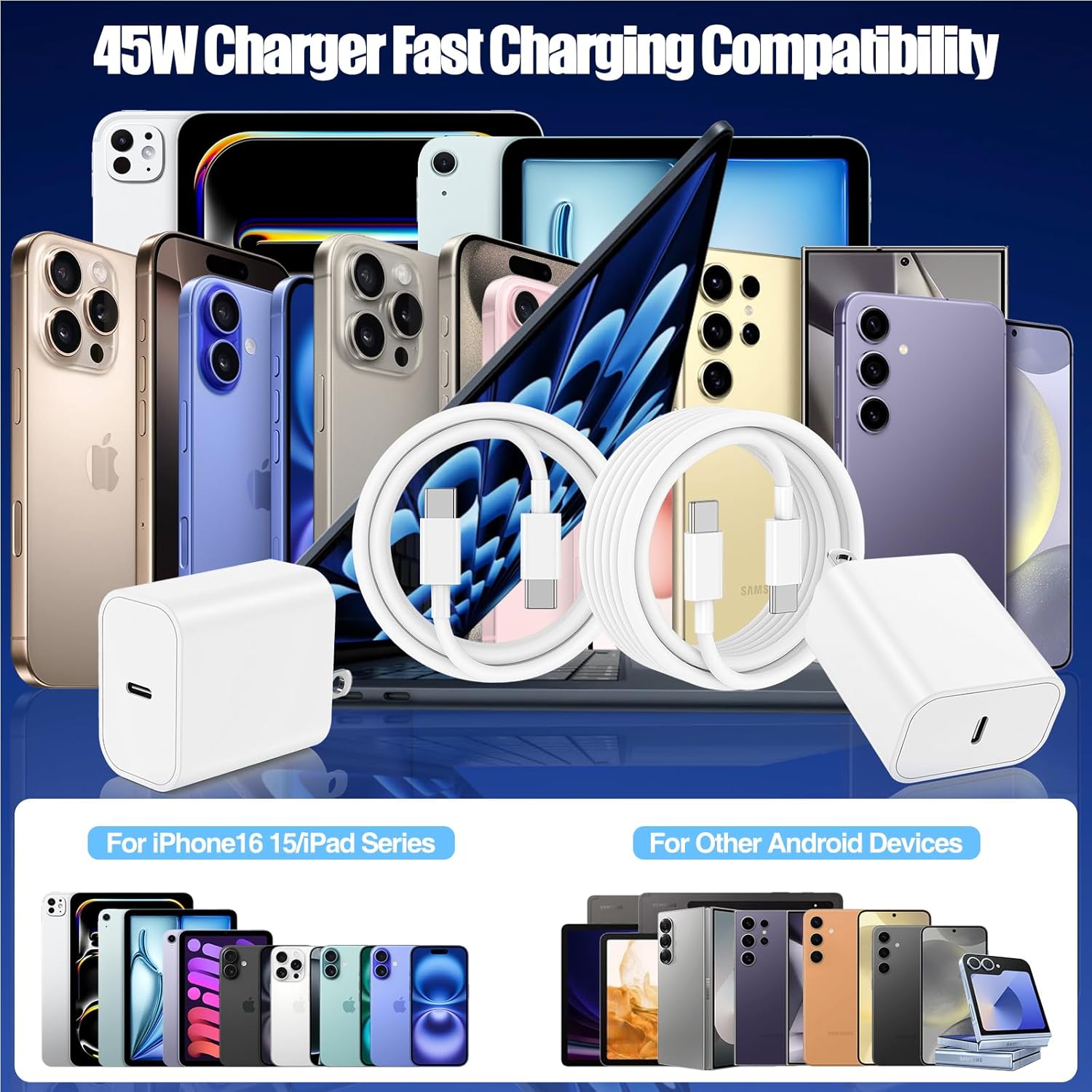 2-Pack 45W USB C Fast Charger Block and 3FT Cable Set for iPhone, iPad Pro, MacBook Air/Pro - Image 7