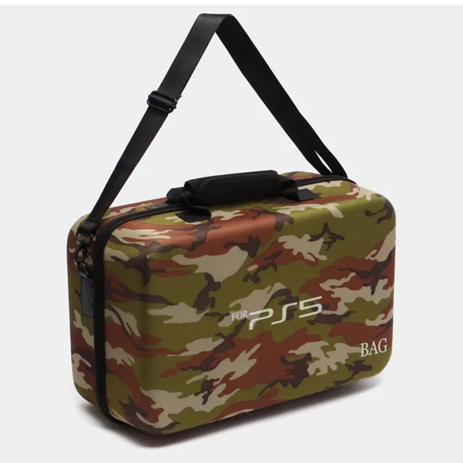 PS5 Camo Hard Shell Travel Briefcase, Protective Carrying Case for Console, Controller, Headset, Games