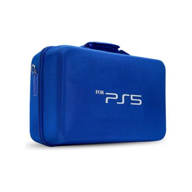 Blue PS5 Hard Shell Travel Briefcase Carrying Case for Console Controllers and Accessories