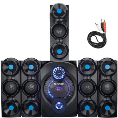 9 CORE Black Commando 5.1 Channel Home Theater System with 6-inch Subwoofer and Bluetooth Connectivity