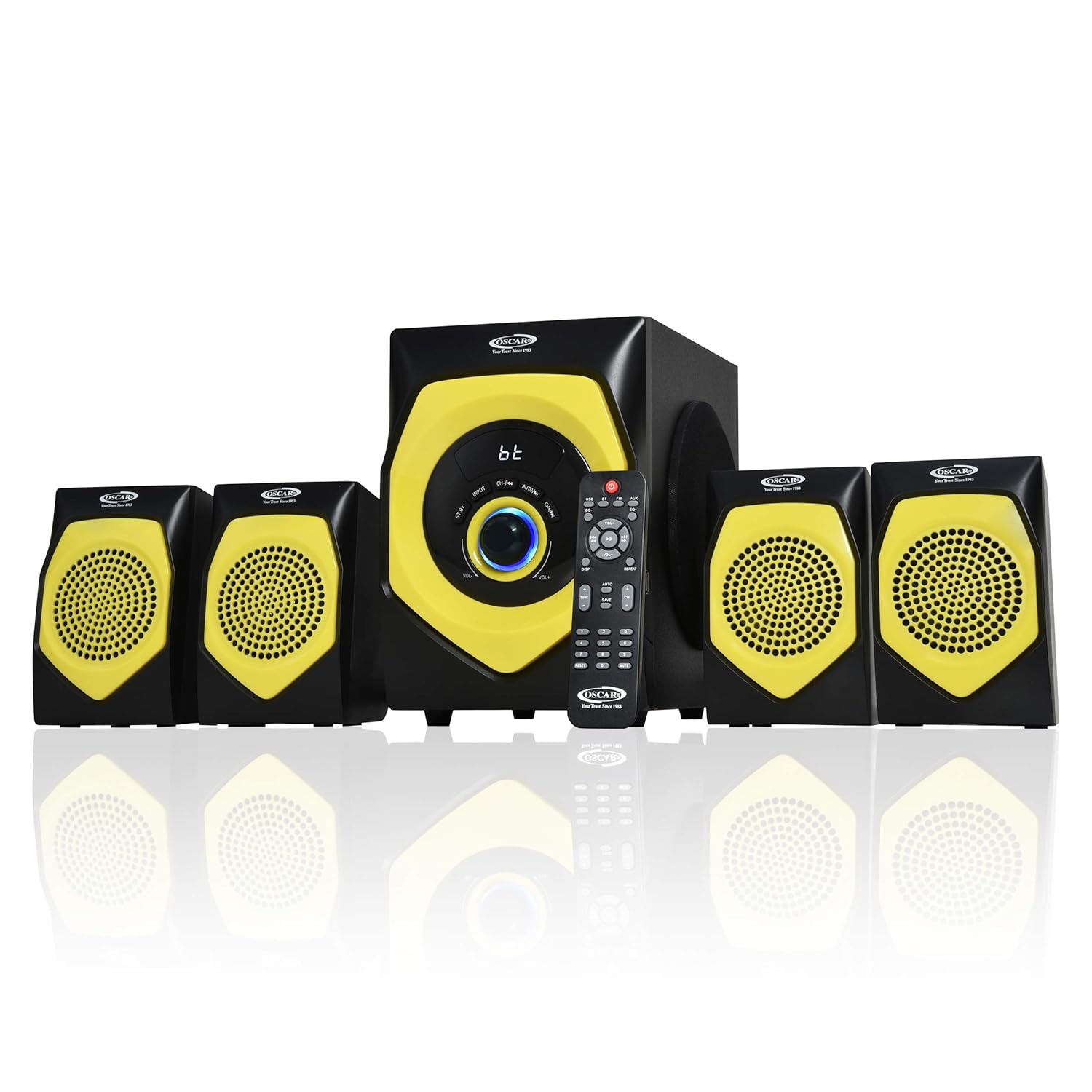 Oscar OSC-4140BT 4.1 Channel Home Theater System 25W RMS Bluetooth USB/SD/MMC FM Yellow/Black