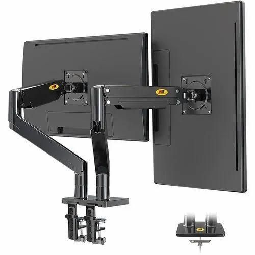 Dual Arm Monitor Desk Mount Tilt, Swivel, Pneumatic Stand 17” -27″